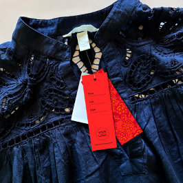 赤とオレンジ鮮やかと花はっきりした柄ラベル