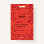 赤とオレンジ鮮やかと花はっきりした柄 バッジ (裏面)