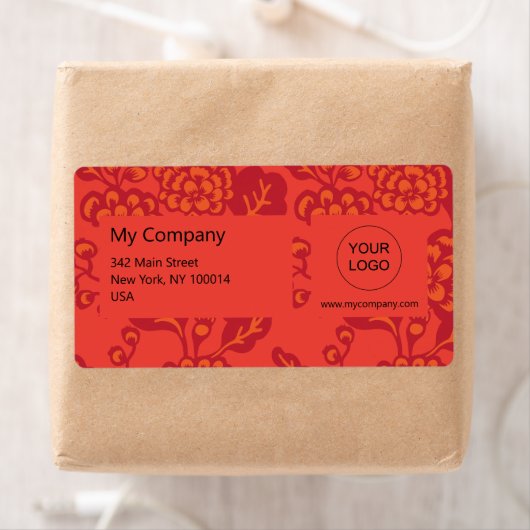 赤とオレンジ鮮やかと花はっきりした柄 ラベル (インサイチュ)