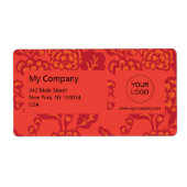 赤とオレンジ鮮やかと花はっきりした柄 ラベル (正面)