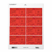 赤とオレンジ鮮やかと花はっきりした柄 ラベル (フルシート)