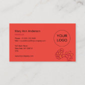 赤とオレンジ鮮やかと花はっきりした柄 名刺 (正面)