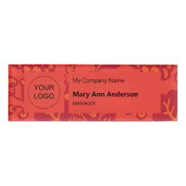 赤とオレンジ鮮やかと花はっきりした柄 名札