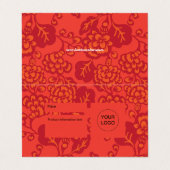 赤とオレンジ鮮やかの花はっきりした柄のサイン 名刺 (外部フラット)