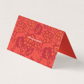 赤とオレンジ鮮やかの花はっきりした柄のサイン 名刺 (裏面)