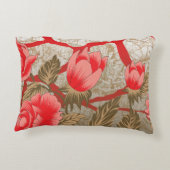 赤とカラフル金ゴールドpaを特徴とするファブリックデザイン アクセントクッション (裏面)