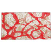 赤とカラフル金ゴールドpaを特徴とするファブリックデザイン 枕カバー (正面右)