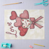 赤とギンガムラブハートブーケの切り離し 薄葉紙 (クラフト)