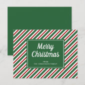 赤とクラシック緑のクリスマスストライプを楽しむ ポストカード (正面/裏面)