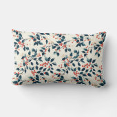 赤とクラシック緑のホリーベリーのクリスマス ランバークッション (裏面)