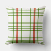 赤とクラシック緑の格子模様のクリスマス クッション (正面)