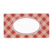 赤とクリームのジンガムのラベル ラベル (正面)