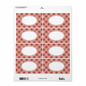 赤とクリームのジンガムのラベル ラベル (フルシート)