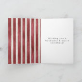 赤とクリームのストライプのクリスマスリボン カード (内部)