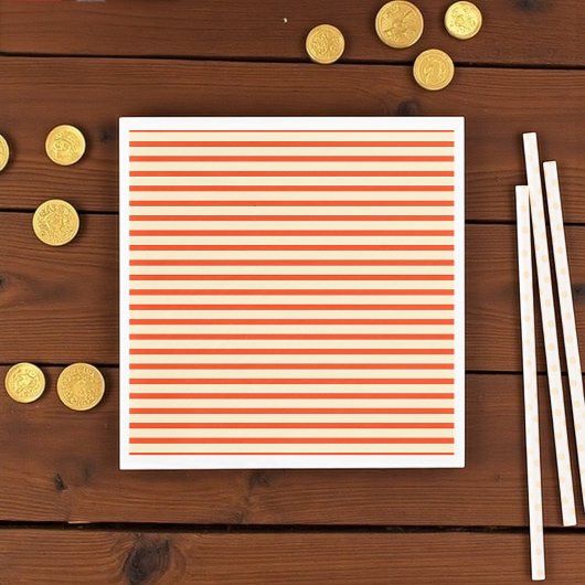 赤とクリームのストライプ スタンダードランチョンナプキン