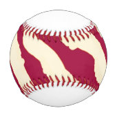 赤とクリームのゼブラパターン（名前あり） 野球ボール (正面)