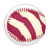 赤とクリームのゼブラパターン（名前あり） 野球ボール (正面左)