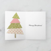 赤とクリームのフローラクリスマスツリー シーズンカード (内部)