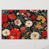 赤とクリームのフローラ5.5x8.5水平文房具 便箋 (裏面)