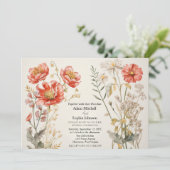 赤とクリームのフローラ 招待状 (スタンド正面)