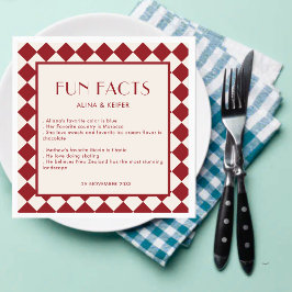 赤とクリームのレトロはっきりしたおもしろいファクト結婚ー スタンダードカクテルナプキン