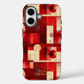 赤とクリームの幾何学アート携帯ケース - スウィートドリーム Case-Mate iPhoneケース (裏面)