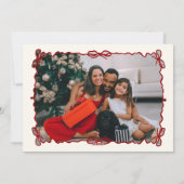 赤とクリームの手で描かれたクリスマスフォト シーズンカード (裏面)