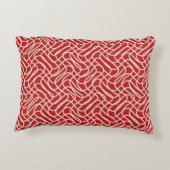 赤とクリームの抽象芸術線パターン アクセントクッション (裏面)