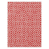 赤とクリームの抽象芸術線パターン テーブルクロス (正面)