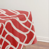赤とクリームの抽象芸術線パターン テーブルクロス (インサイチュ)