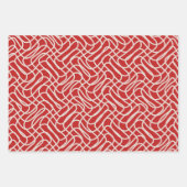 赤とクリームの抽象芸術線パターン ラッピングペーパーシート (正面)