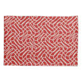 赤とクリームの抽象芸術線パターン 枕カバー (裏面)
