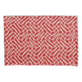 赤とクリームの抽象芸術線パターン 枕カバー (正面)