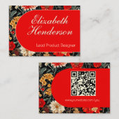 赤とクリームの暗いフローラ強力な通話カード コーリングカード (正面/裏面)