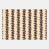 赤とクリームの水の色のフローラとベリー ラッピングペーパーシート (正面3)