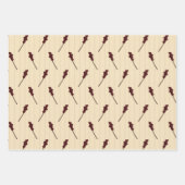 赤とクリームの水の色のフローラとベリー ラッピングペーパーシート (正面2)