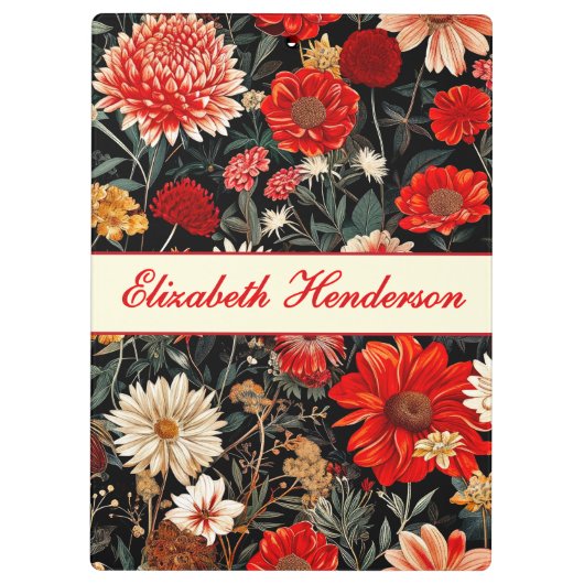 赤とクリームの濃いフローラクリップボード クリップボード (裏面)