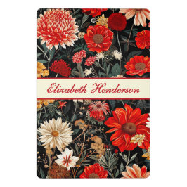 赤とクリームの濃いフローラミニクリップボード ミニクリップボード