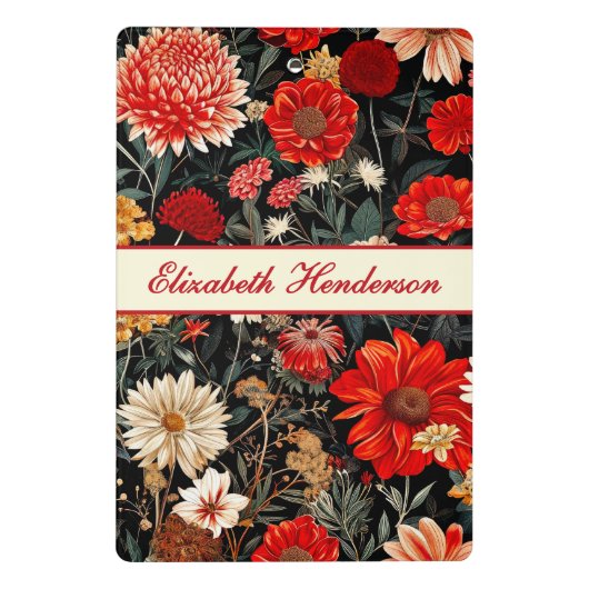 赤とクリームの濃いフローラミニクリップボード ミニクリップボード (裏面)