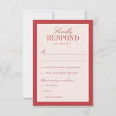赤とクリームクラシックエレガントな結婚式 出欠カード (正面)