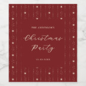 赤とクリームスタークリスマスパーティー ワインラベル (シングルラベル)