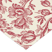 赤とクリームチューリップToile - フランスの Country Decor ショートテーブルランナー (コーナー)