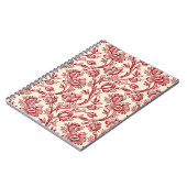 赤とクリームチューリップToile - フランスの Country Decor ノートブック (左側)