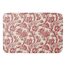 赤とクリームチューリップToile - フランスの Country Decor バスマット