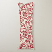 赤とクリームチューリップToile - フランスの Country Decor ボディピロー (正面縦)