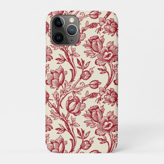 赤とクリームチューリップToile - フランスの Country Decor Case-Mate iPhoneケース (裏)