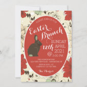 赤とクリームフローラバニーイースターエッグ、イースターブランチ 案内状 (正面)