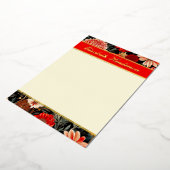 赤とクリームフローラ縦箔文房具箔 箔招待状 (回転した状態)