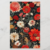 赤とクリームフローラ5.5x8.5縦置き文房具 便箋 (裏面)