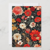 赤とクリームフローラ5 x 7縦型文房具カード (裏面)